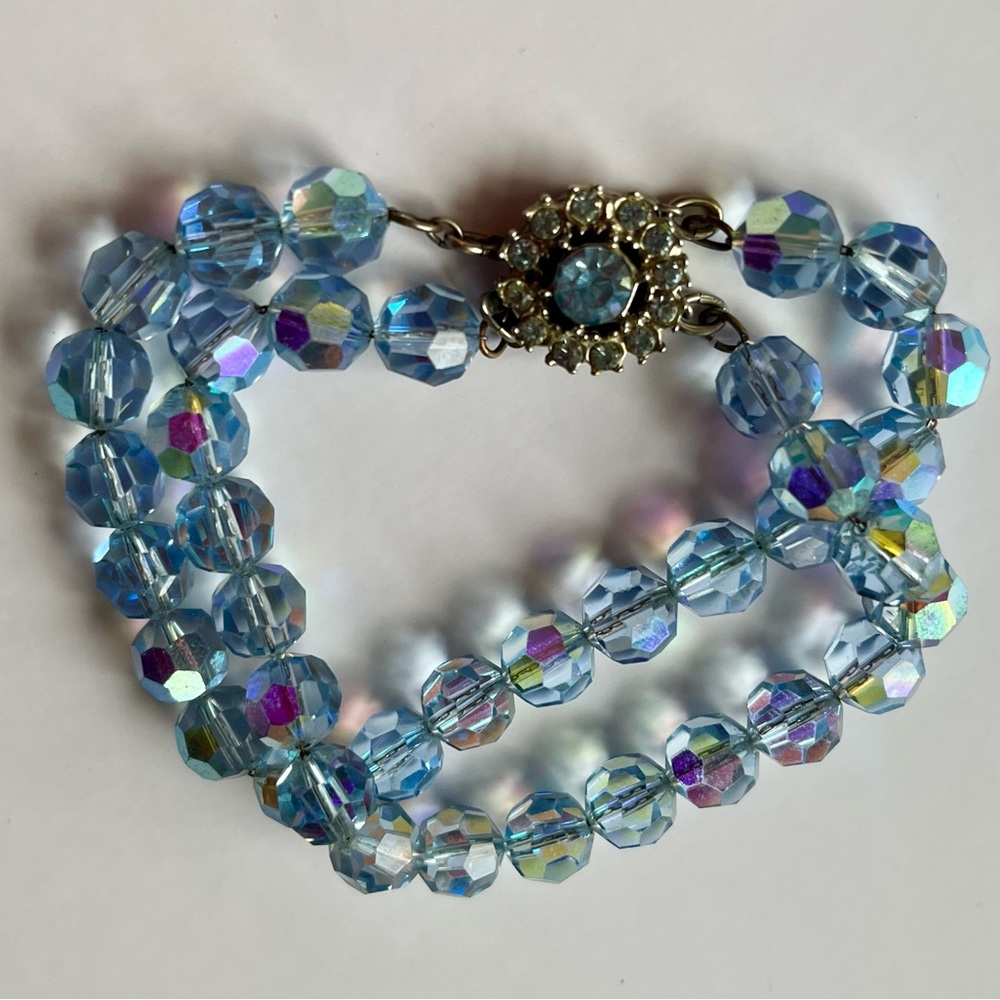 Vintage Blue Crystal Beaded Bracelet